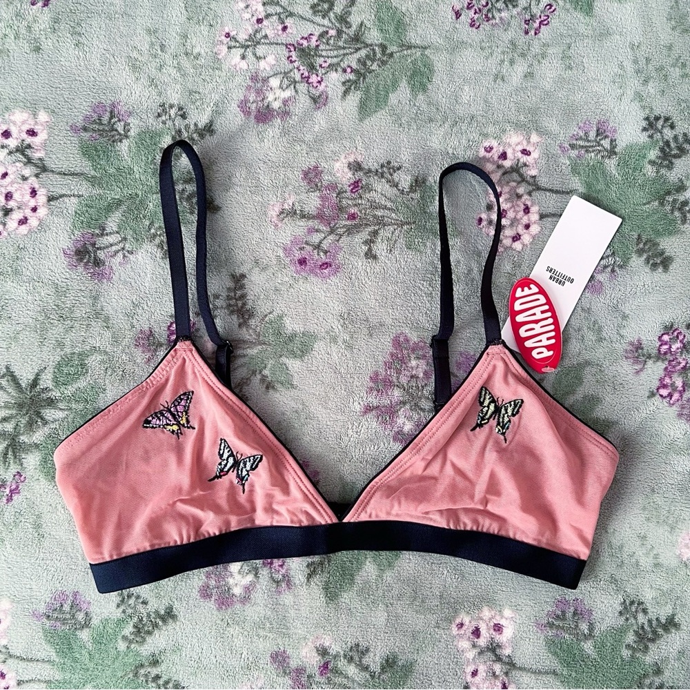 Parade Butterfly Embroidered Silky Mesh Bralette 🦋🤎